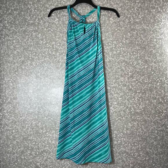 Dakini Blue Striped Racerback Sleeveless Activewear Dress - Size XS - Shelf Bra - Picture 1 of 7